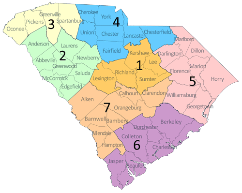 SCDOT Engineering Directory Map by District